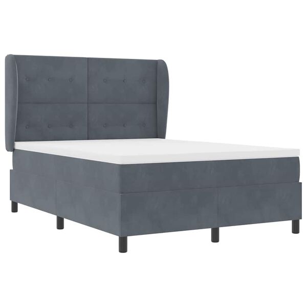 vidaXL Lit &agrave; ressorts avec matelas Gris fonc&eacute; 200 x 140 cm Velours