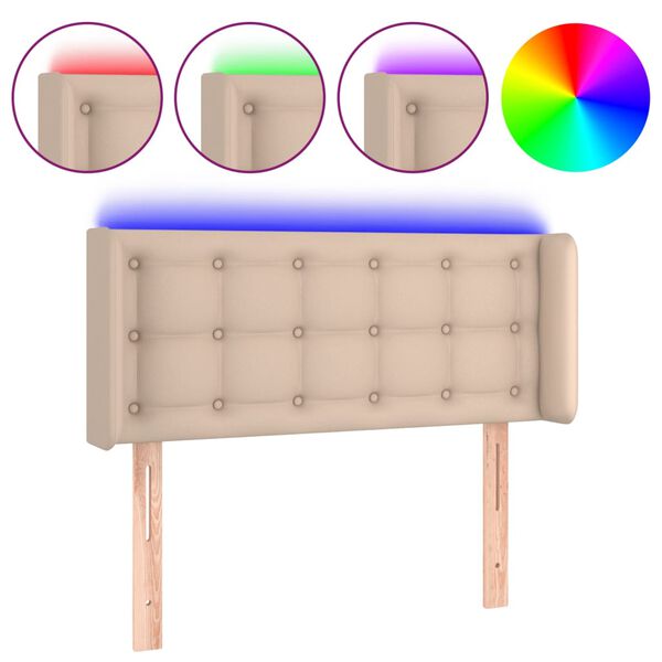 vidaXL T&ecirc;te de lit &agrave; LED Cappuccino 83x16x78/88 cm Similicuir