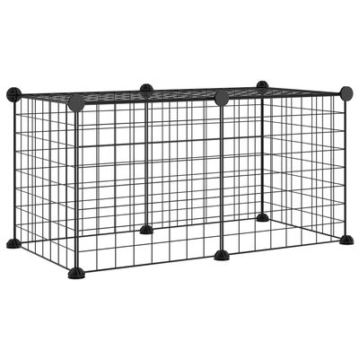 vidaXL Cage animaux de compagnie à 8 panneaux Noir 35x35 cm Acier