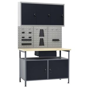 vidaXL &Eacute;tabli avec 3 panneaux muraux et 1 armoire