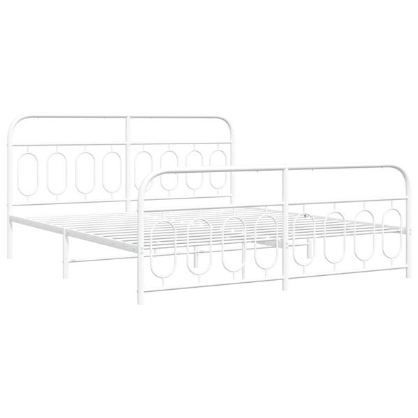 vidaXL Cadre de lit m&eacute;tal sans matelas et pied de lit blanc 160x200 cm