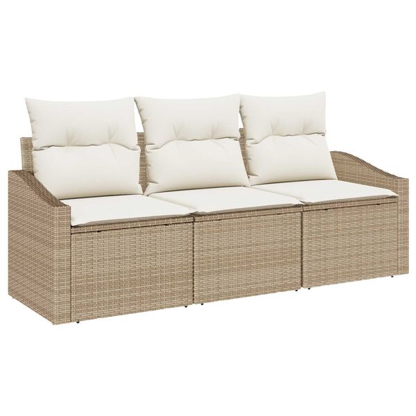 vidaXL Ensemble de Canap&eacute;s avec coussin 3 pcs Beige polyrotin