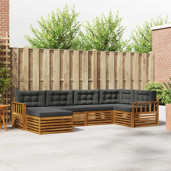 vidaXL Ensemble de canap&eacute;s d'ext&eacute;rieur 6 pcs Naturel et Anthracite