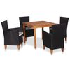 vidaXL Ensemble &agrave; manger d'ext&eacute;rieur 5 pcs R&eacute;sine tress&eacute;e Noir marron