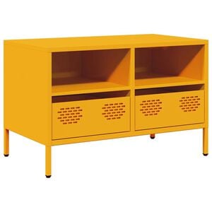 vidaXL Meuble TV jaune moutarde 68x39x43,5 cm acier lamin&eacute; &agrave; froid