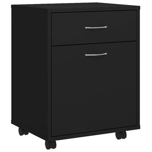 vidaXL Armoire &agrave; roulettes Noir 45x38x54 cm Bois d&rsquo;ing&eacute;nierie