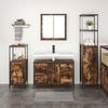 vidaXL Ensemble de mobilier de salle de bain 3 pcs Ch&ecirc;ne fum&eacute; et noir