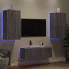 vidaXL Unit&eacute;s murales TV avec LED 4 pcs gris sonoma bois d'ing&eacute;nierie