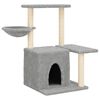 vidaXL Arbre &agrave; chat avec griffoirs en sisal Gris clair 83 cm
