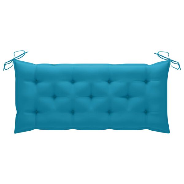vidaXL Banc de jardin avec coussin bleu clair 120 cm Bois de teck