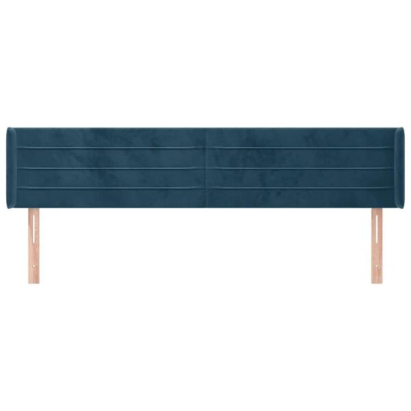 vidaXL T&ecirc;te de lit avec oreilles Bleu fonc&eacute; 203x16x78/88 cm Velours