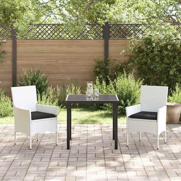 vidaXL Ensemble de salle &agrave; manger pour jardin 3 pcs Blanc polyrotin
