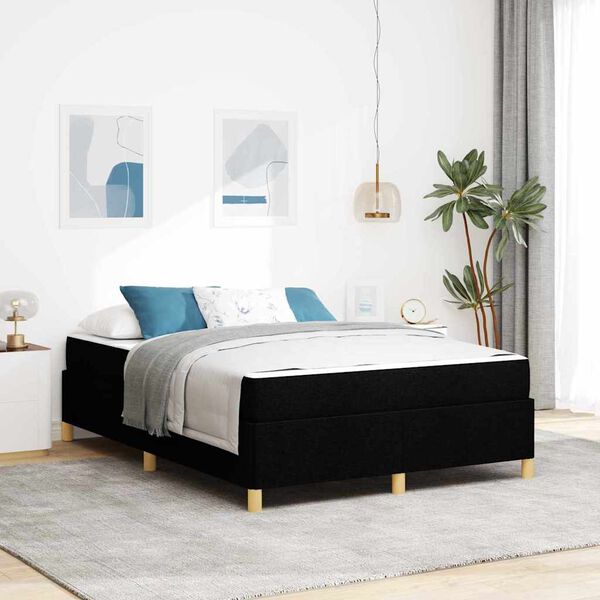 vidaXL Cadre de lit avec matelas Noir 140 x 200 cm tissu