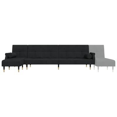 vidaXL Canapé-lit en forme de L noir 271x140x70 cm velours