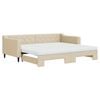 vidaXL Lit de jour avec gigogne et matelas cr&egrave;me 90x200 cm tissu