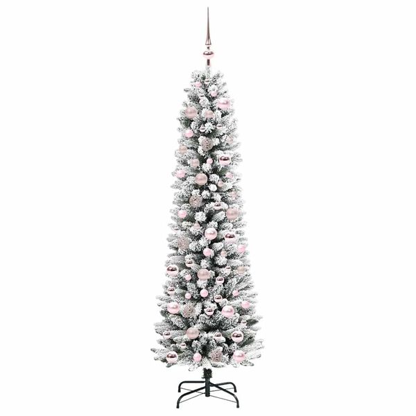 vidaXL Sapin de No&euml;l artificiel Blanc 180 cm PVC, m&eacute;tal et plastique