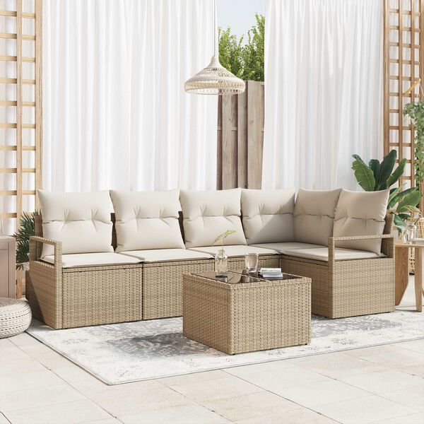 vidaXL Ensemble de canap&eacute; de jardin avec coussin 6 pcs Beige et cr&egrave;me