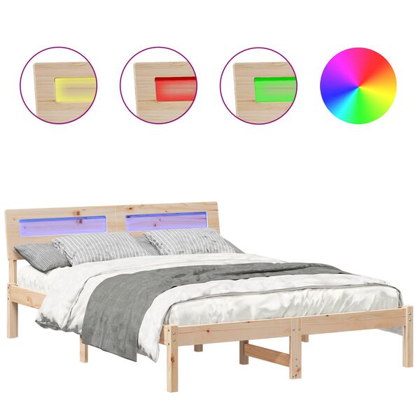 vidaXL Cadre de lit avec t&ecirc;te de lit Marron 120 x 190 cm Pin massif
