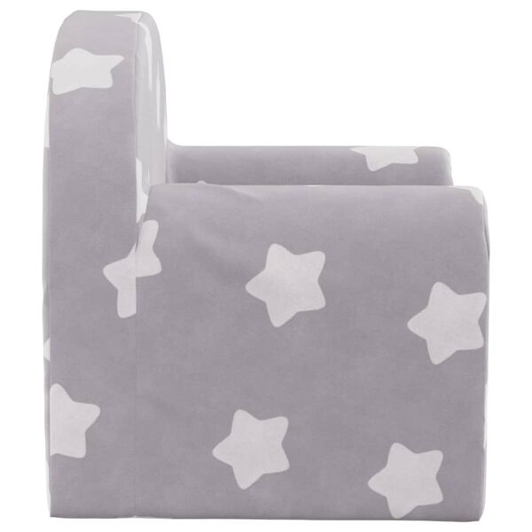 vidaXL Canap&eacute;-lit pour enfants Gris clair avec &eacute;toiles Peluche douce