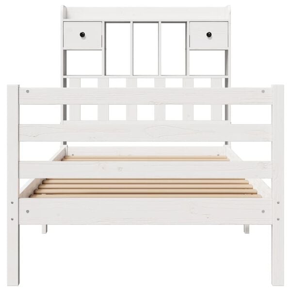 vidaXL Lit bibliothèque sans matelas blanc 90x190cm bois de pin massif