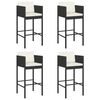 vidaXL Tabourets de bar lot de 4 avec coussins noir r&eacute;sine tress&eacute;e