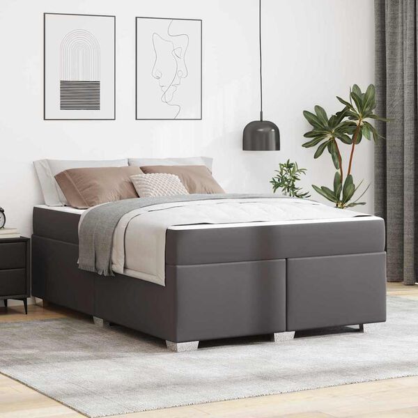 vidaXL Cadre de lit avec matelas Gris 140 x 200 cm tissu