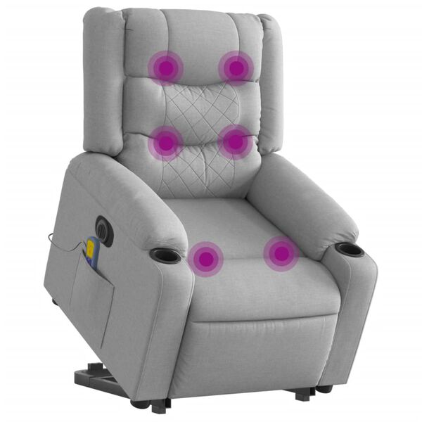 vidaXL Fauteuil inclinable de massage &eacute;lectrique Gris clair Tissu