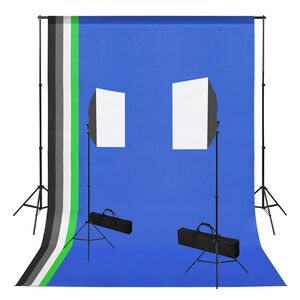 vidaXL Kit de studio photo avec bo&icirc;te &agrave; lumi&egrave;re et toiles de fond