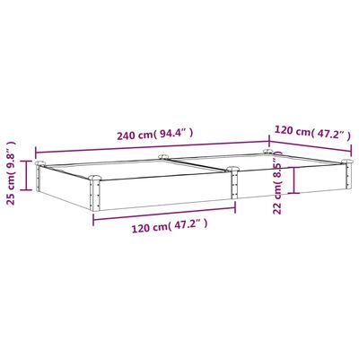 vidaXL Lit surélevé de jardin doublure 240x120x25 cm bois massif sapin