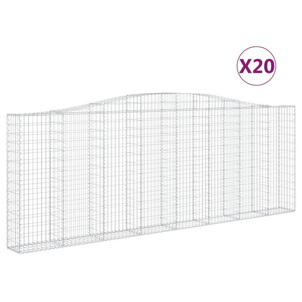 vidaXL Paniers &agrave; gabions arqu&eacute;s 20 pcs 400x30x140/160 cm Fer galvanis&eacute;