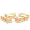 vidaXL Salon de jardin 13 pcs avec coussins cr&egrave;me bois de pin