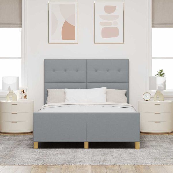 vidaXL Cadre de lit avec t&ecirc;te de lit Gris clair 140 x 200 cm tissu