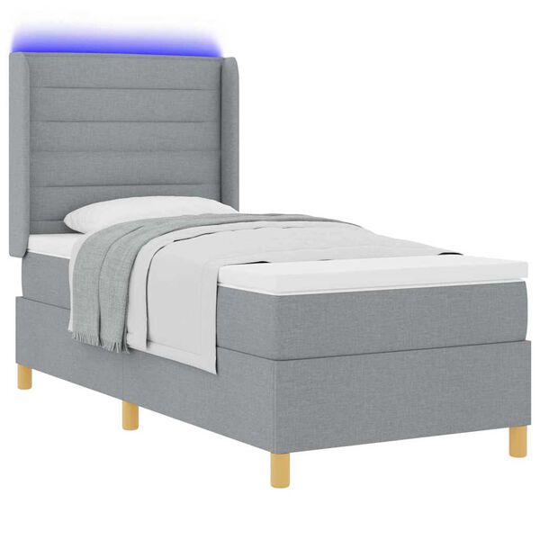 vidaXL Lit &agrave; ressorts avec matelas Gris clair 80 x 200 cm tissu