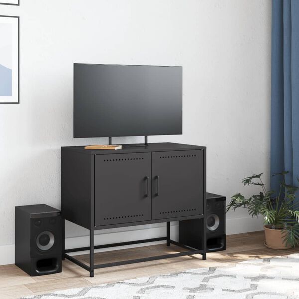 vidaXL Meuble TV noir 68,5x39x60,5 cm acier