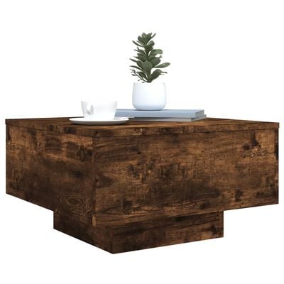 vidaXL Table basse avec lumières LED chêne fumé 55x55x31 cm