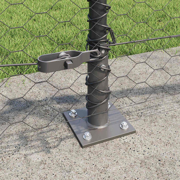 vidaXL Poteau de cl&ocirc;ture. Gris 10 x 0,5 m (maille 36 mm) Acier et PVC