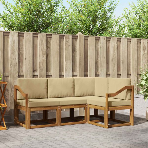 vidaXL Ensemble de canap&eacute;s d'ext&eacute;rieur 4 pcs Naturel et Beige