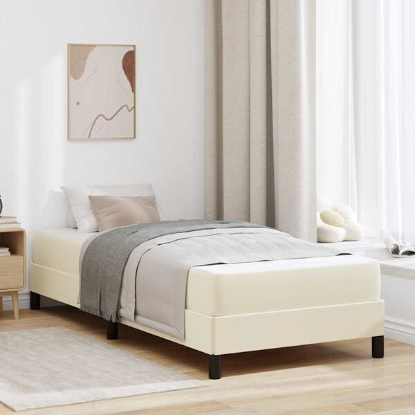 vidaXL Cadre de lit avec matelas Cr&egrave;me 100 x 200 cm tissu