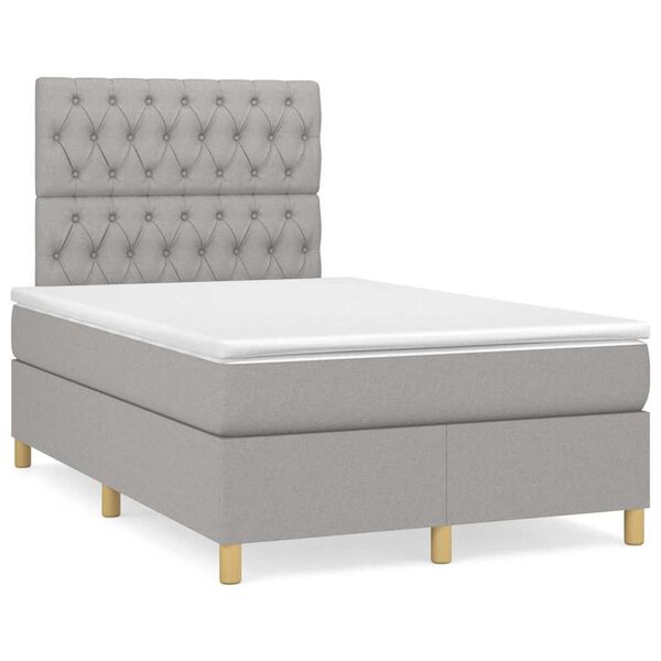 vidaXL Sommier &agrave; lattes de lit matelas LED gris clair 120x190 cm tissu