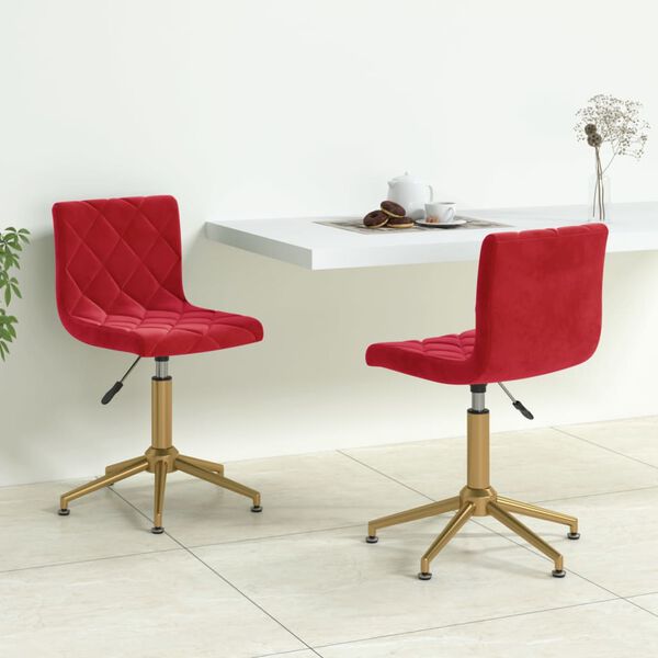 vidaXL Chaises pivotantes &agrave; manger lot de 2 bordeaux velours