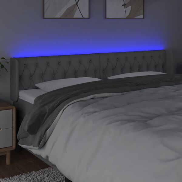 vidaXL T&ecirc;te de lit &agrave; LED Gris clair 183x16x78/88 cm Tissu