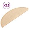 vidaXL Tapis d'escalier 15 pi&egrave;ces 56 x 17 x 3 cm Cr&egrave;me Demi-rond