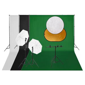 vidaXL Kit de studio photo avec &eacute;clairage toile de fond et r&eacute;flecteur