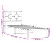 vidaXL Cadre de lit m&eacute;tal sans matelas avec t&ecirc;te de lit blanc 80x200cm