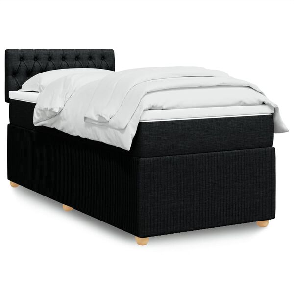 vidaXL Sommier &agrave; lattes de lit et matelas Noir 80x200 cm Tissu