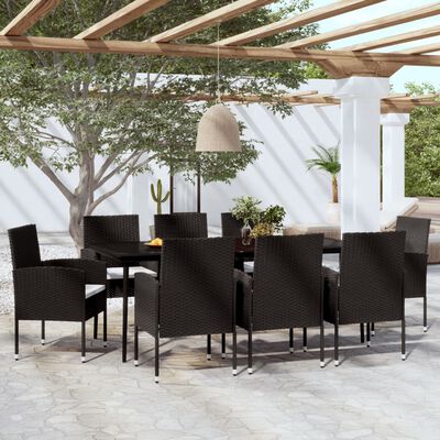 vidaXL Ensemble de salle à manger de jardin 9 pcs Noir