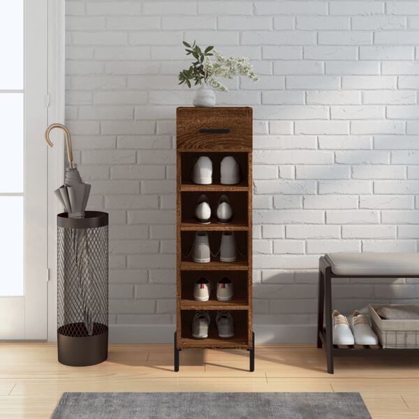 vidaXL Meuble &agrave; chaussures ch&ecirc;ne marron 30x35x105 cm bois d'ing&eacute;nierie
