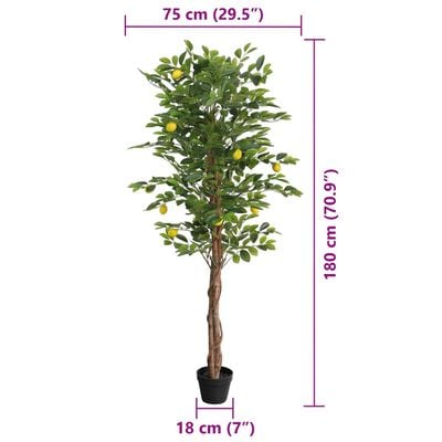 vidaXL Citronnier artificiel avec 3 troncs vert 180 cm PP