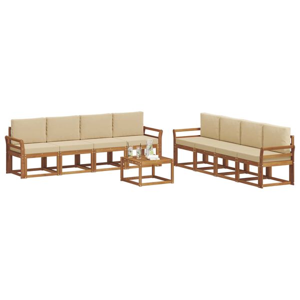 vidaXL Ensemble de canap&eacute;s d'ext&eacute;rieur 9 pcs Naturel et Beige