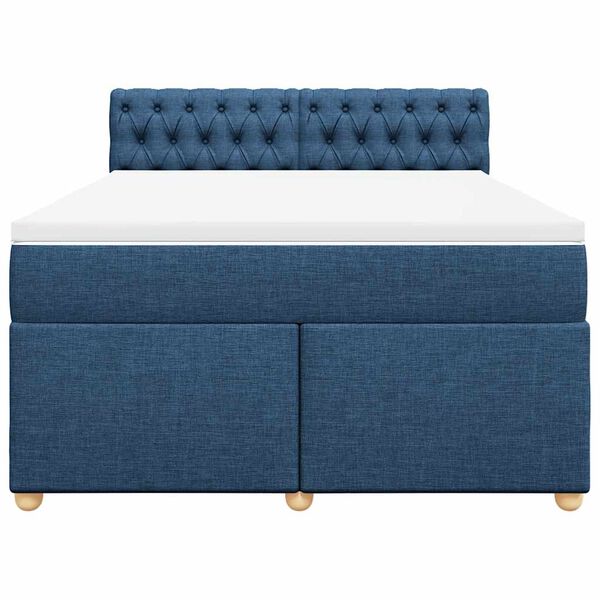 vidaXL Sommier &agrave; lattes de lit avec matelas Bleu 140x190 cm Tissu